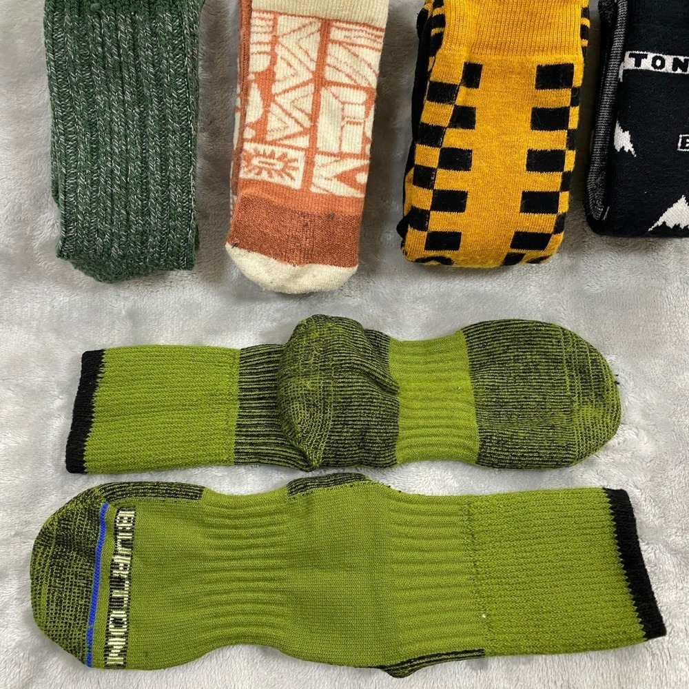 Bulk Lot 10 Pair Patagonia Burton Vans 100% Merino Wool Cushioned Socks Men 8-12 - Picture 3 of 10